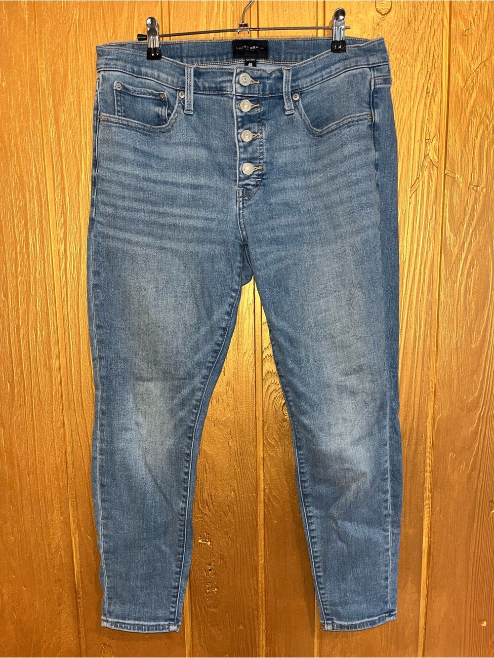 Lucky Brand High-Rise Button-Fly Jeans in Medium Blue Wash